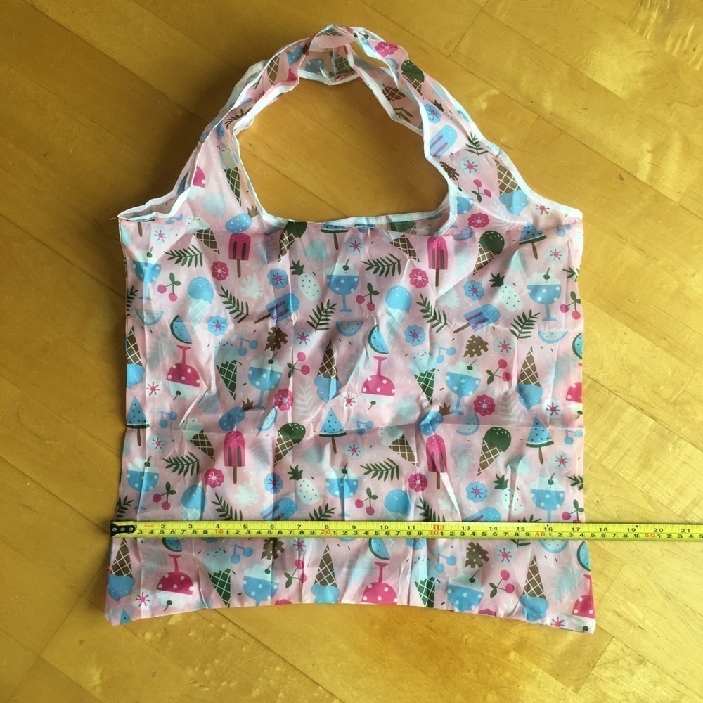 Ice Cream Print Reusable Travel Shopping Tote Bag, Pink, Purple - Picture 9 of 13